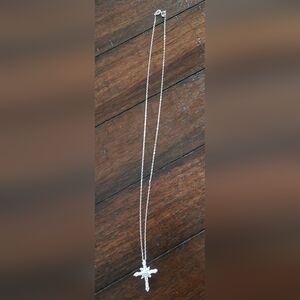 Elegant 925 Sterling Silver and Cubic Zirconia Cross Pendant Necklace
